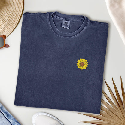 Embroidered Sunflower T-Shirt: Vintage Style Boho Tee