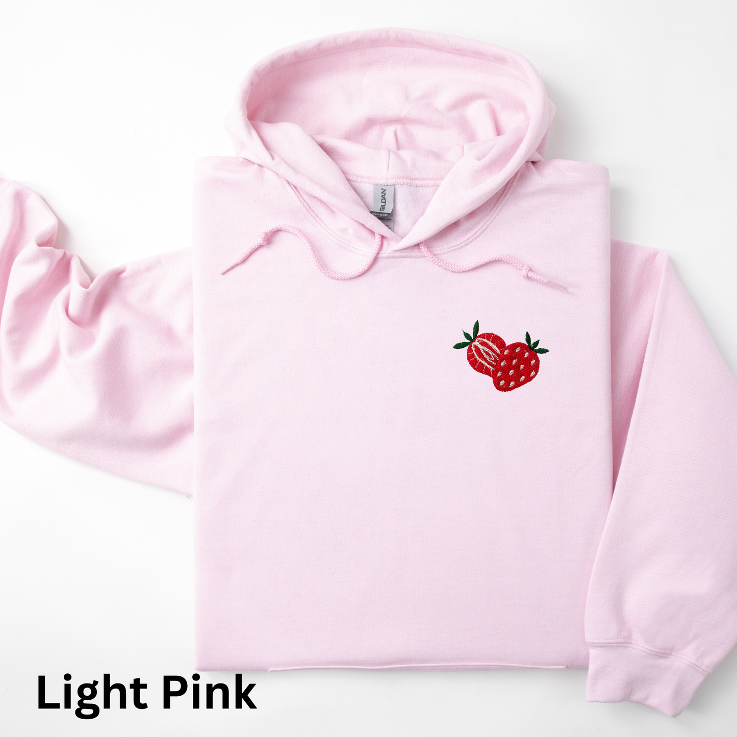 Embroidered Sliced Strawberry Hoodie: Women's Fruit Pullover