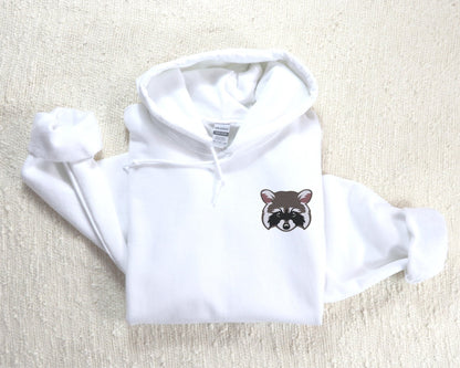 Embroidered Raccoon Face Hoodie on Gildan