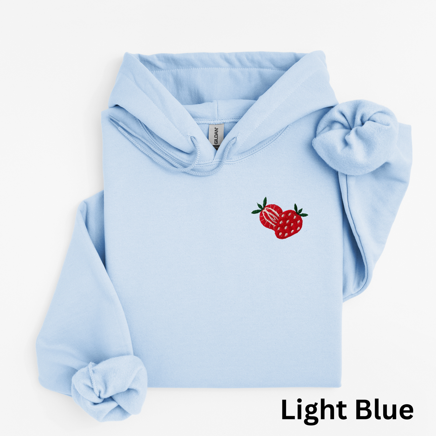 Embroidered Sliced Strawberry Hoodie: Women's Fruit Pullover