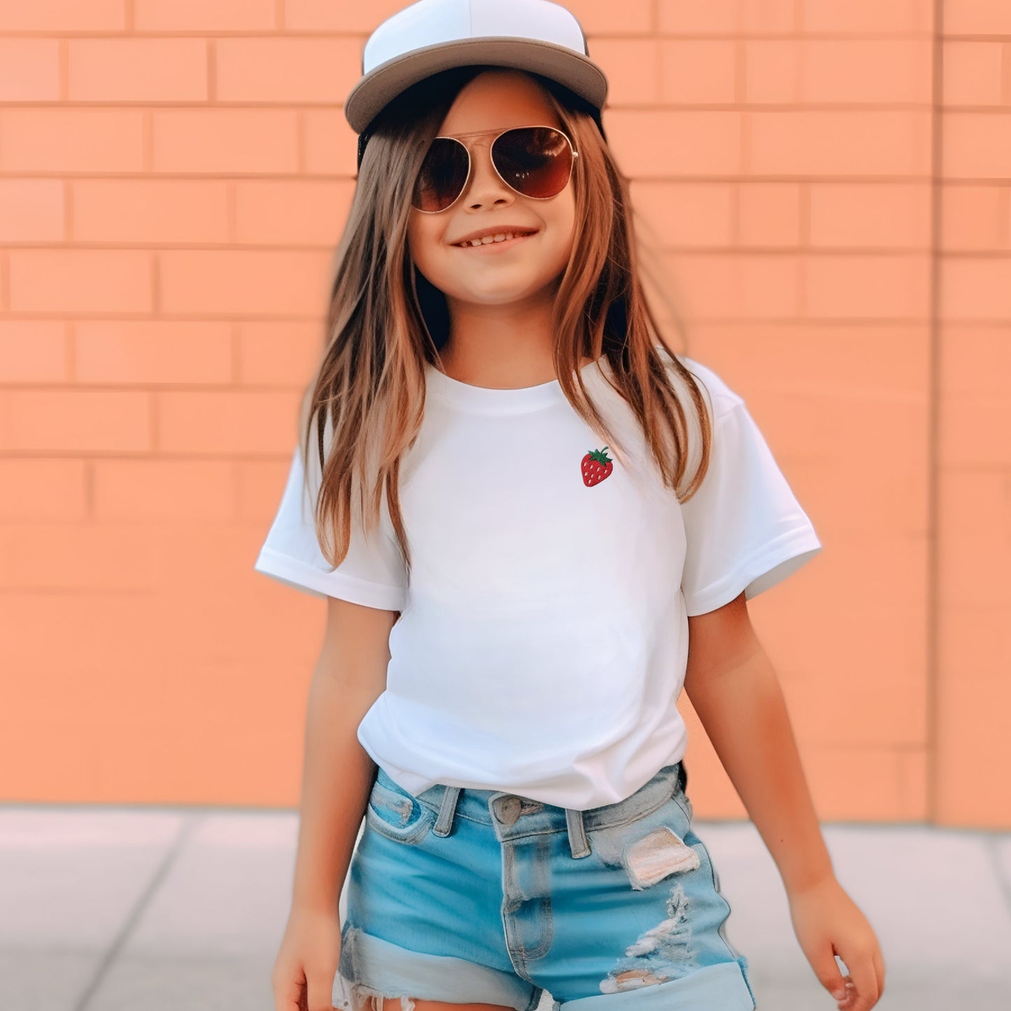 Embroidered Strawberry Kids T-shirt: Trendy Summer Tee