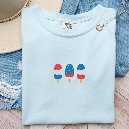 Embroidered Rocket Pop Tee: Patriotic 4th of July Unisex T-Shirt