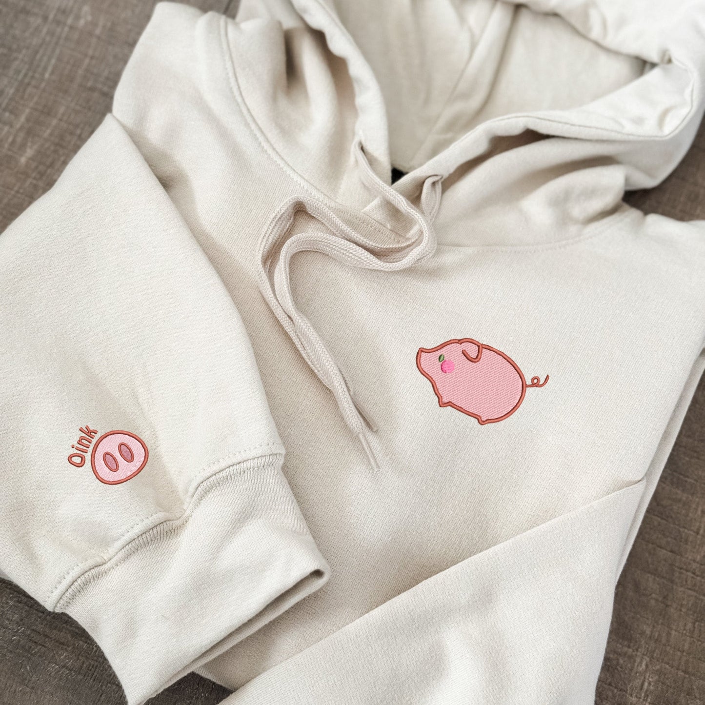 Embroidered Pig Sweatshirt with Optional Piggy Snout Sleeve
