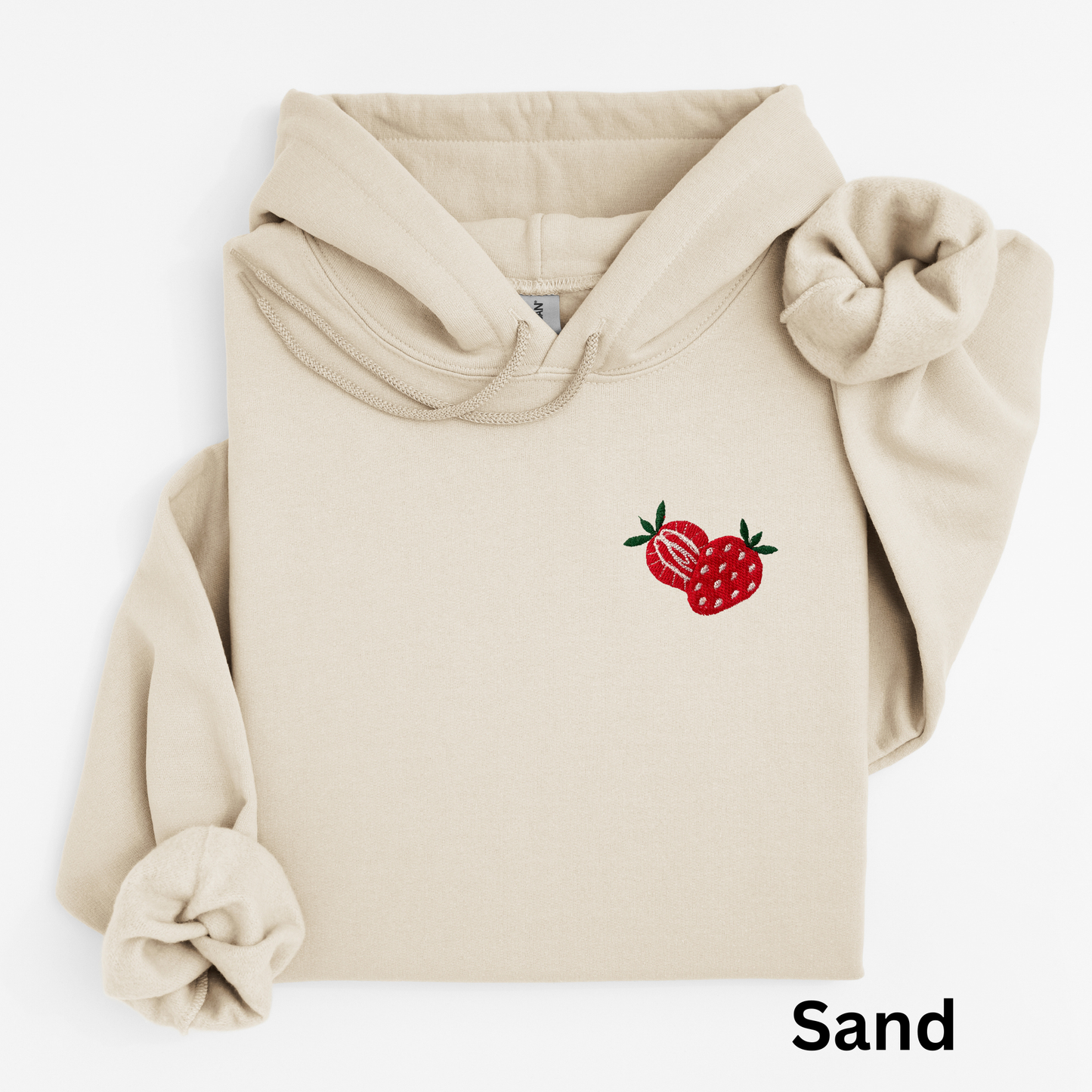 Embroidered Sliced Strawberry Hoodie: Women's Fruit Pullover