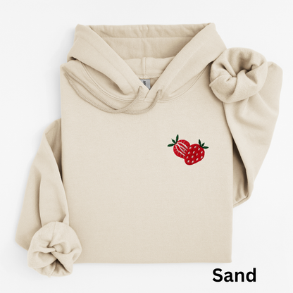 Embroidered Sliced Strawberry Hoodie: Women's Fruit Pullover