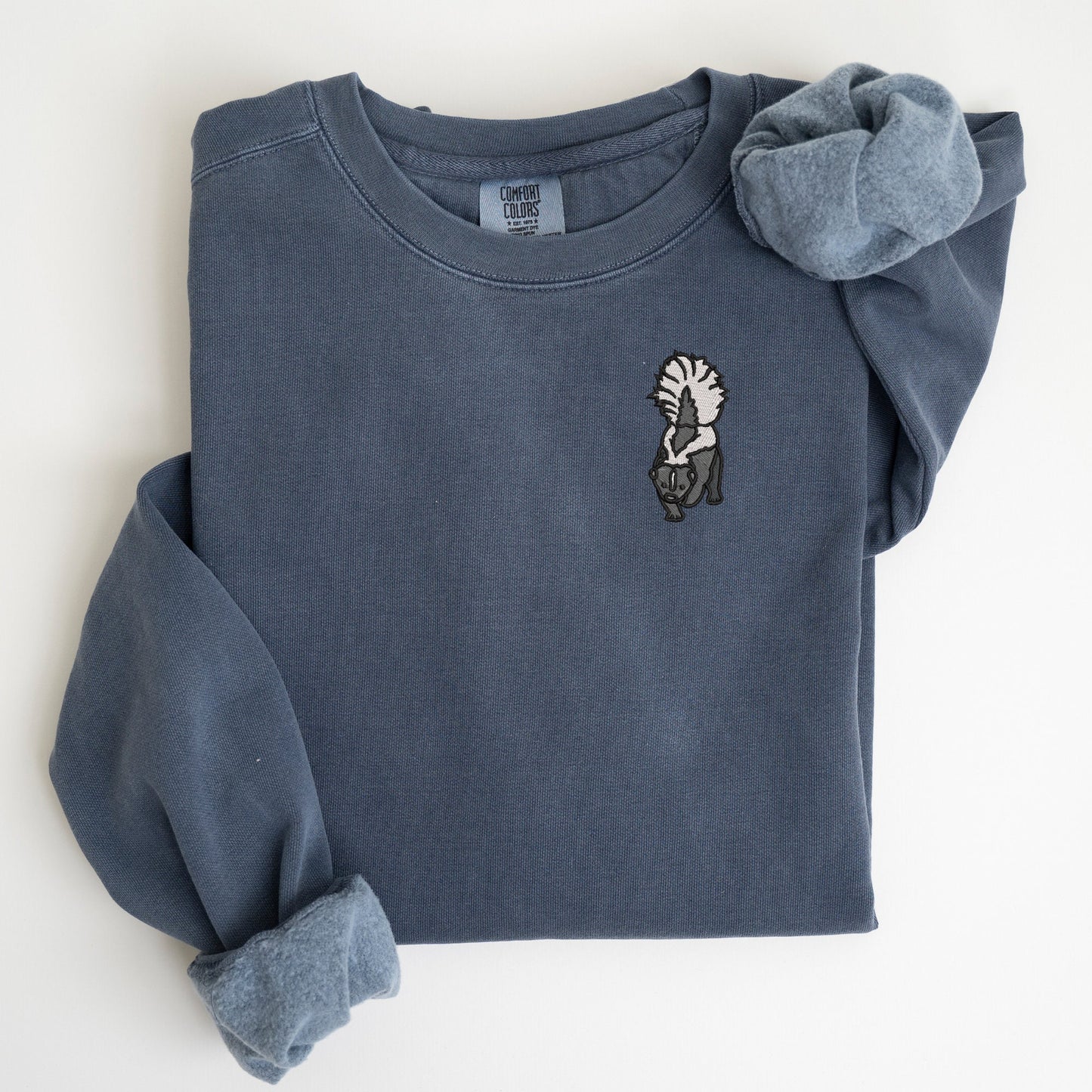 Embroidered Skunk Sweatshirt: Unisex Crewneck Pullover