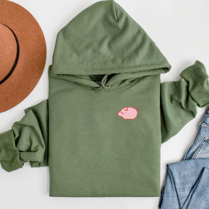 Embroidered Pig Sweatshirt with Optional Piggy Snout Sleeve