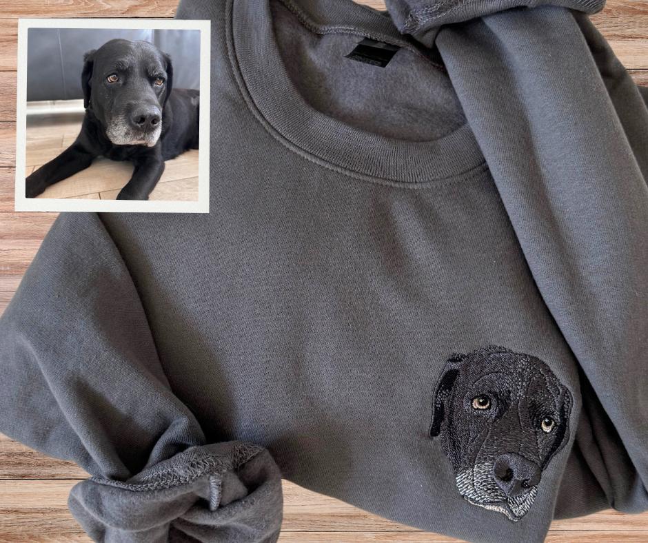Custom Pet Embroidered Sweatshirt: Personalized Dog or Cat Crewneck
