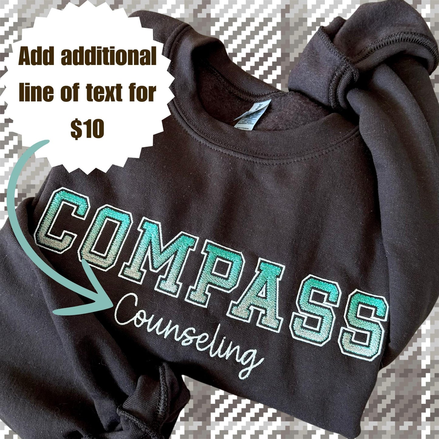 Custom Embroidered Ombré Text Sweatshirt: Varsity Letter Crewneck