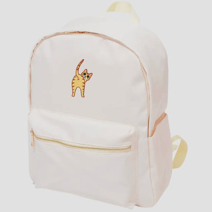 Embroidered Orange Cat Backpack: Funny Cat Lover Gift