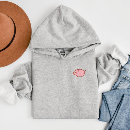 Embroidered Pig Sweatshirt with Optional Piggy Snout Sleeve