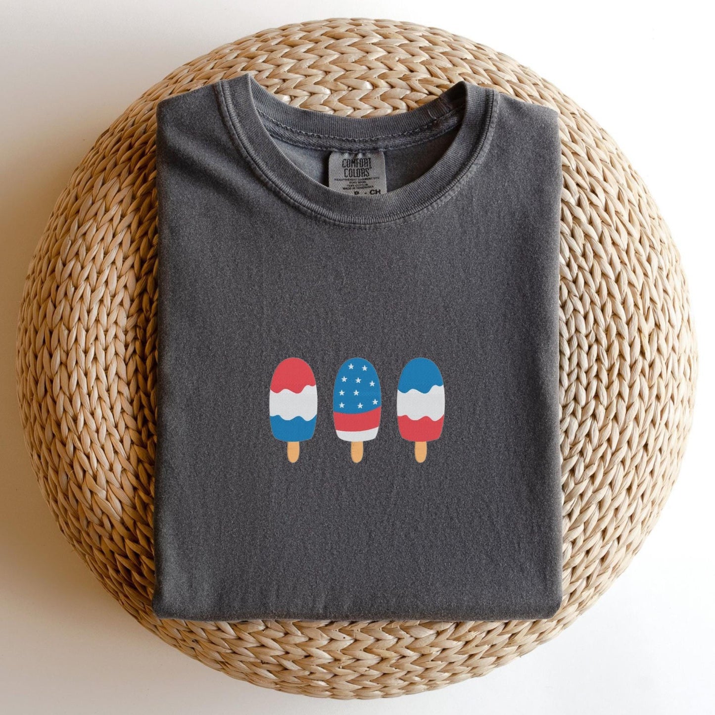 Embroidered Rocket Pop Tee: Patriotic 4th of July Unisex T-Shirt