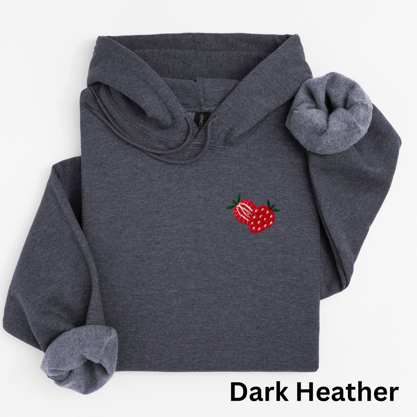Embroidered Sliced Strawberry Hoodie: Women's Fruit Pullover