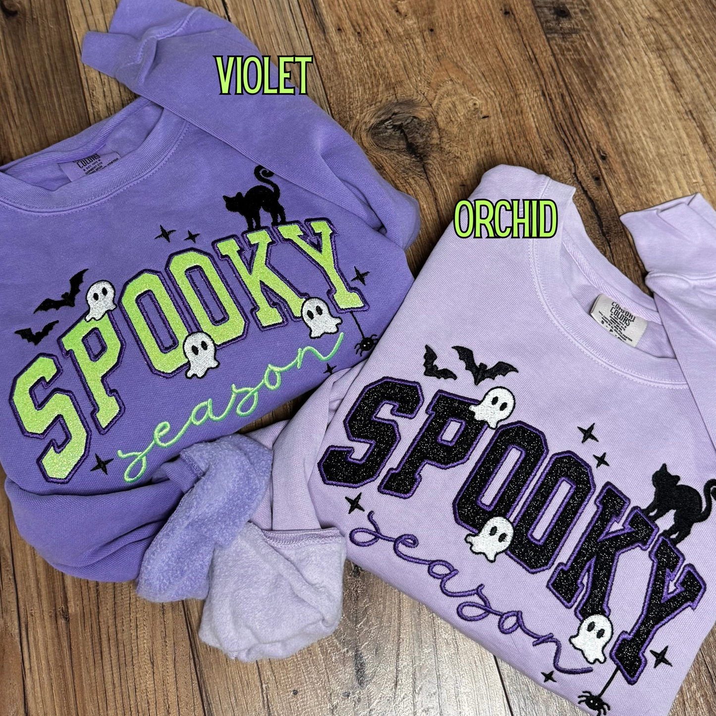 Embroidered Spooky Season Glitter Applique Crewneck Sweatshirt
