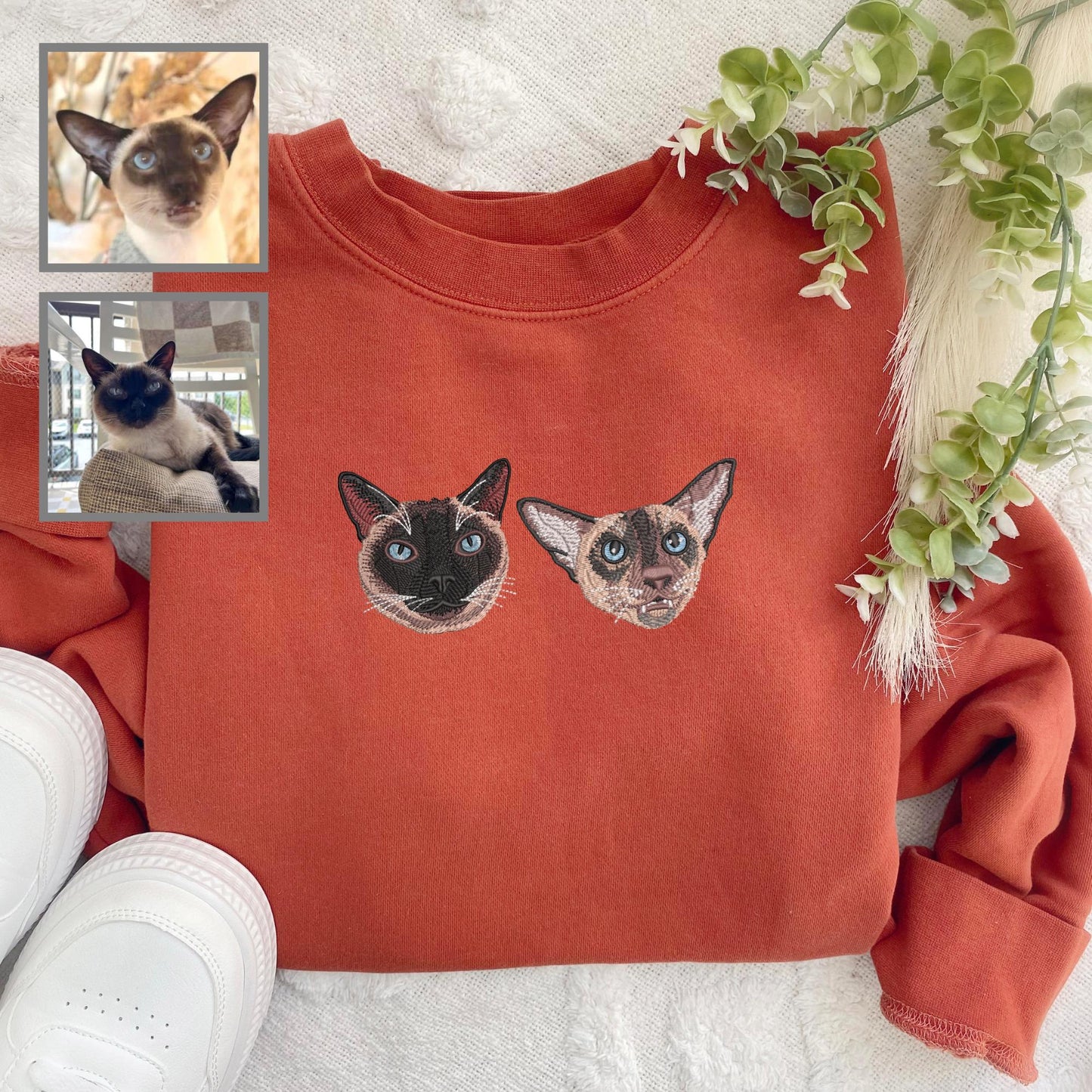 Embroidered Custom Pet Pigment Dyed Crewneck Sweatshirt: Personalized Pet Pullover