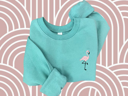 Toddler and Youth Embroidered Flamingo Sweatshirt: Trendy Beach Pullover