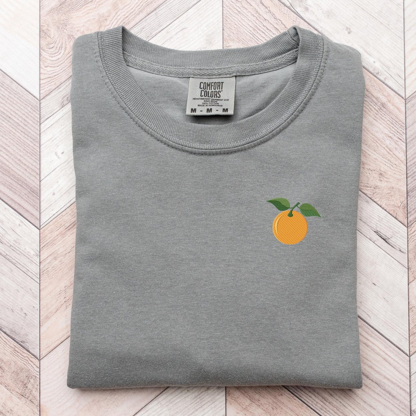 Embroidered Orange Blossom T-Shirt: Minimalist Fruit Tee, Summer Top