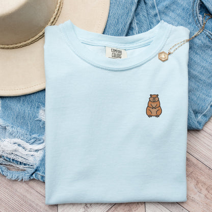 Embroidered Groundhog T-Shirt: Unisex Wildlife Tee