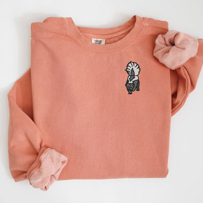 Embroidered Skunk Sweatshirt: Unisex Crewneck Pullover