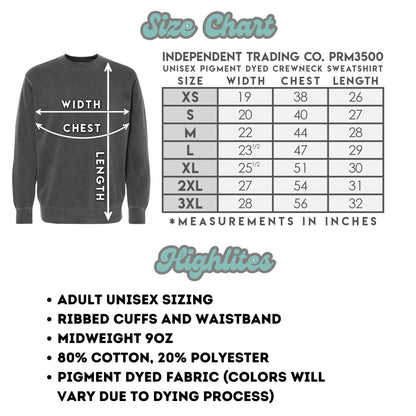 Embroidered Feeling Spooky Pigment Dyed Halloween Crewneck Sweatshirt: Choose Cat or Ghost Sleeve Design