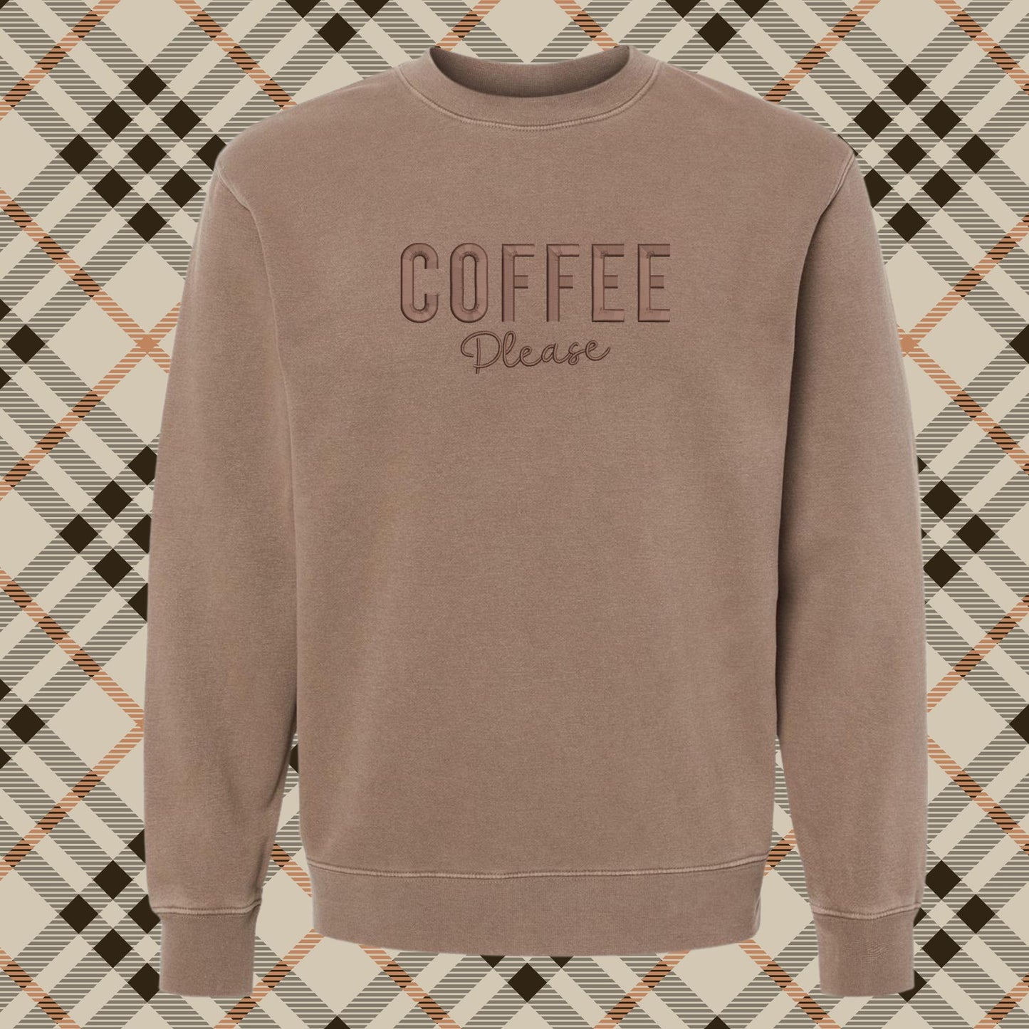 Embroidered Coffee Please Sweatshirt: Pigment-Dyed Java Pullover