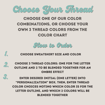 Toddler and Youth Unisex Embroidered Ombre Monogram Kids Sweatshirt: Personalized Initial Pullover