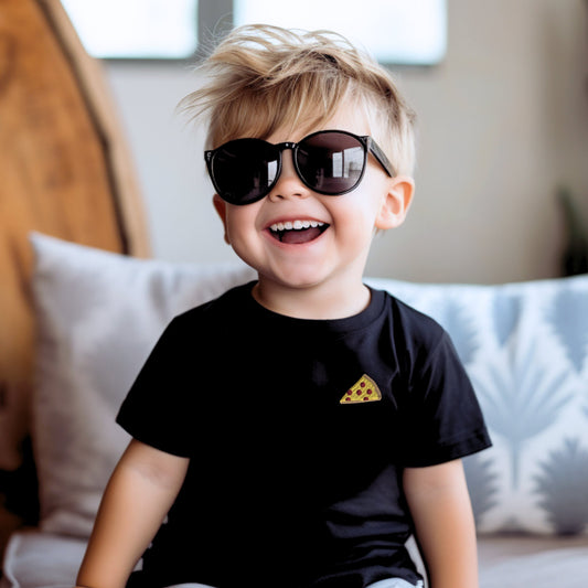 Unisex Youth Embroidered Kids Junk Food Tee: Choose Pizza, Hotdog, Hamburger or Taco