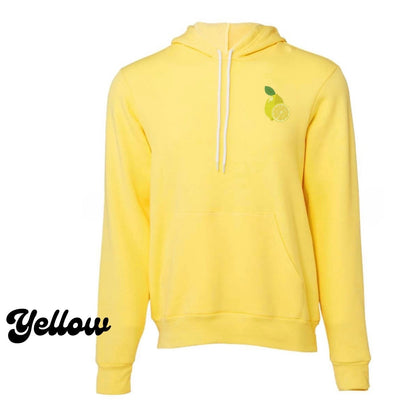 Lemon Embroidered Hoodie: Unisex Yellow Sweatshirt