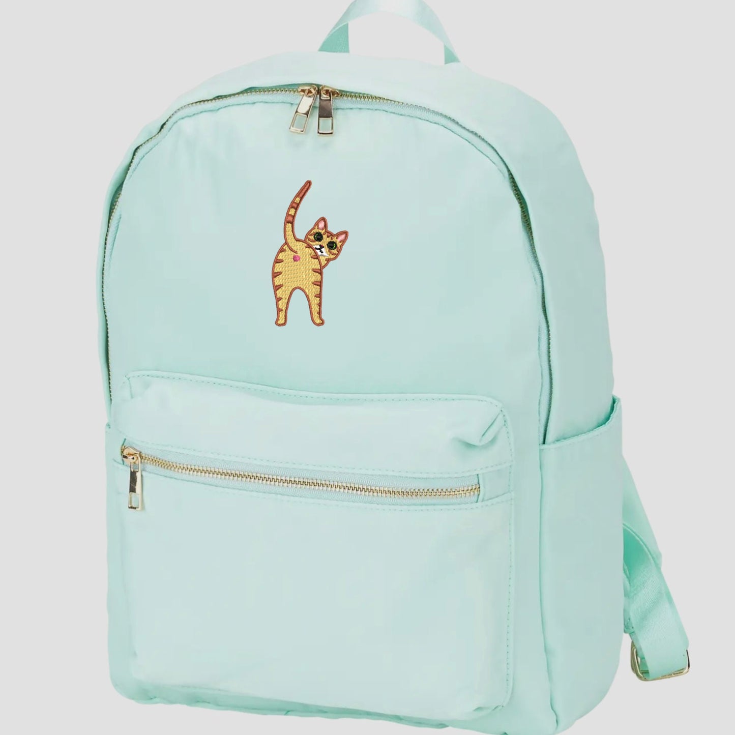 Embroidered Orange Cat Backpack: Funny Cat Lover Gift