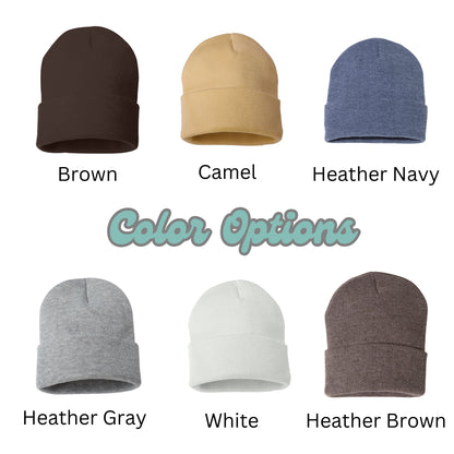 Embroidered Opossum Beanie: Woodland Animal Knit Hat