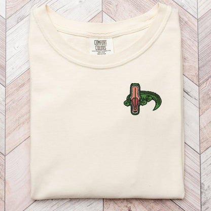 Embroidered Alligator Chomp T-shirt - Funny Reptile Tee