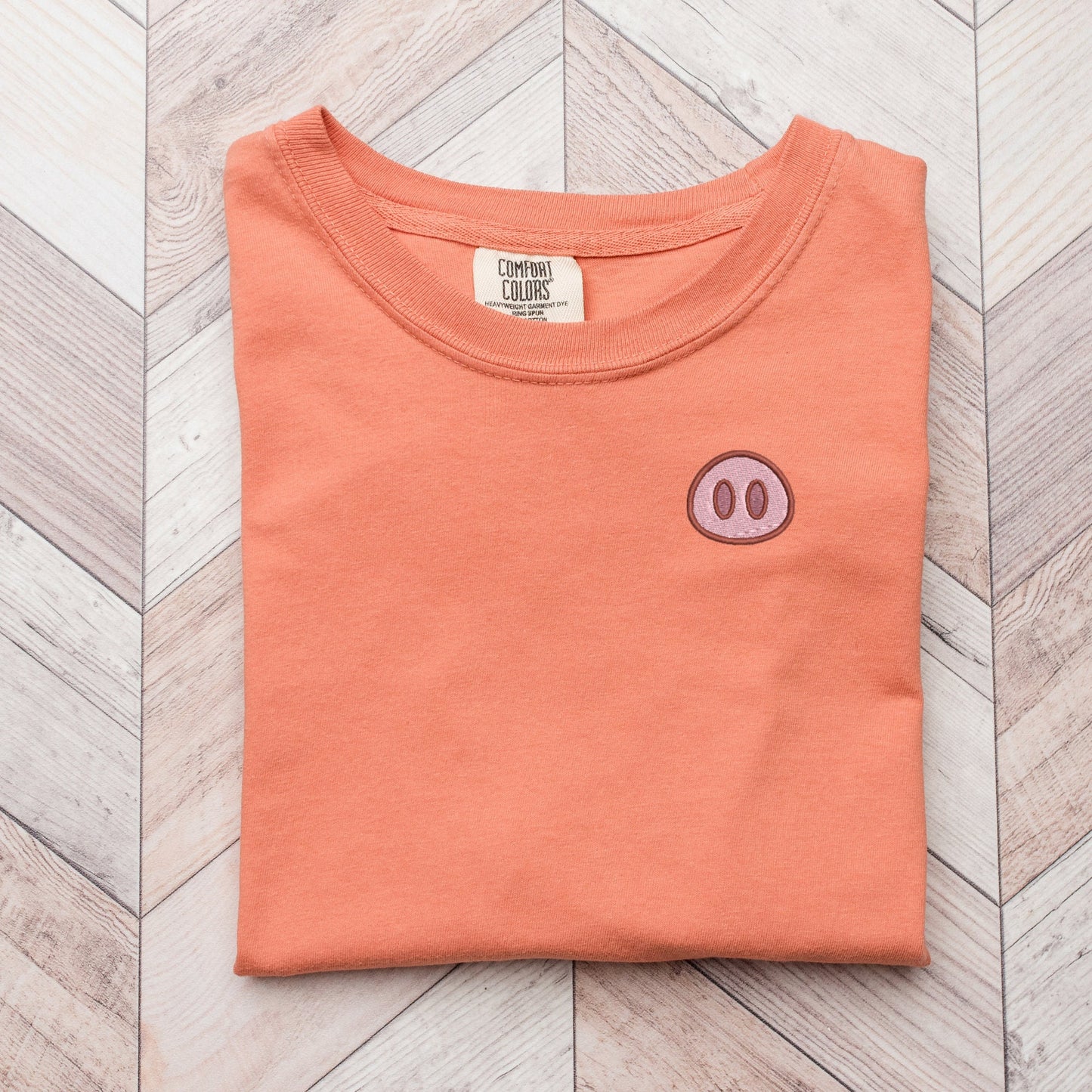 Embroidered Pig Nose Pigment Dyed T-shirt