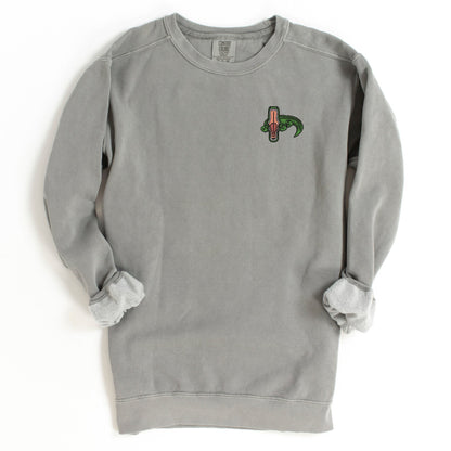 Embroidered Alligator Sweatshirt: Comfort Colors Crewneck Pullover