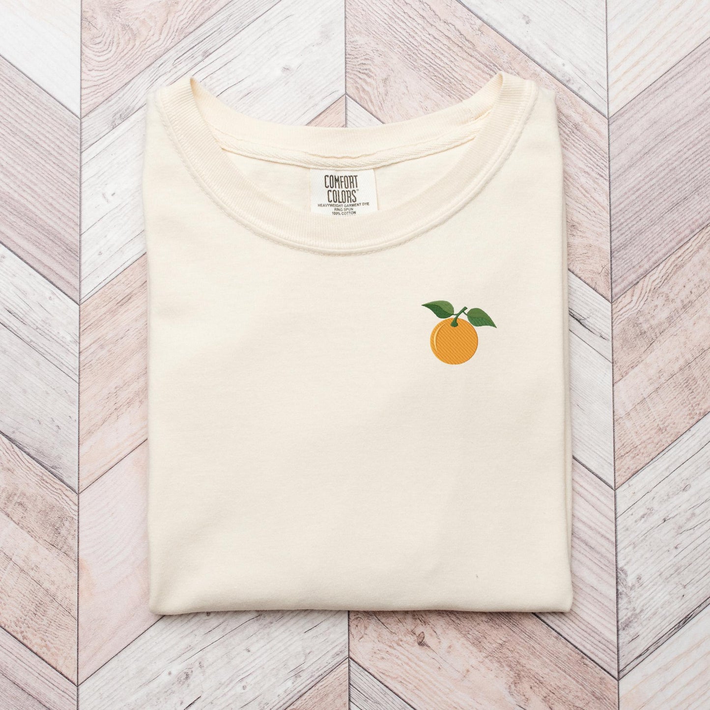 Embroidered Orange Blossom T-Shirt: Minimalist Fruit Tee, Summer Top