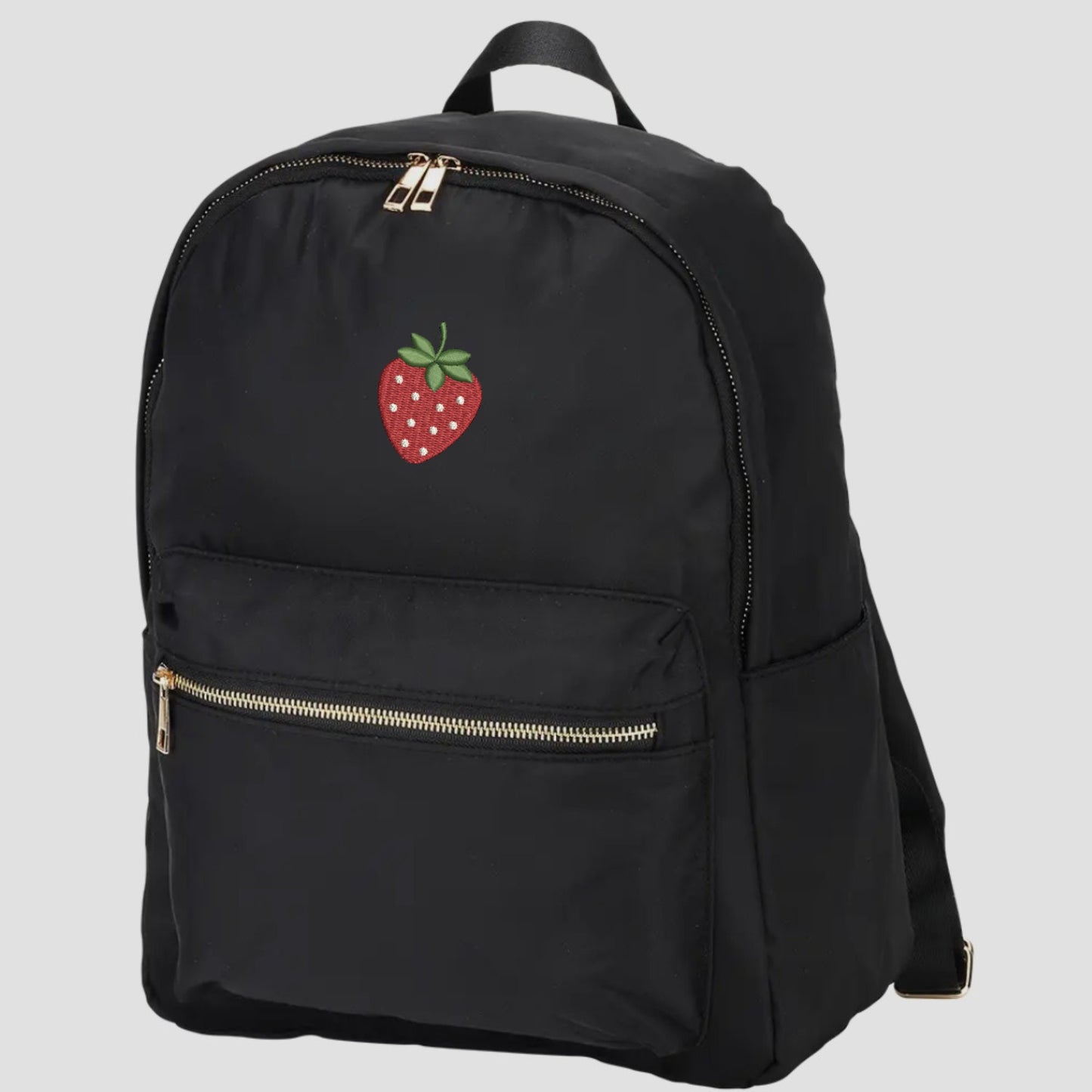 Embroidered Strawberry Backpack: Trendy School Book Bag