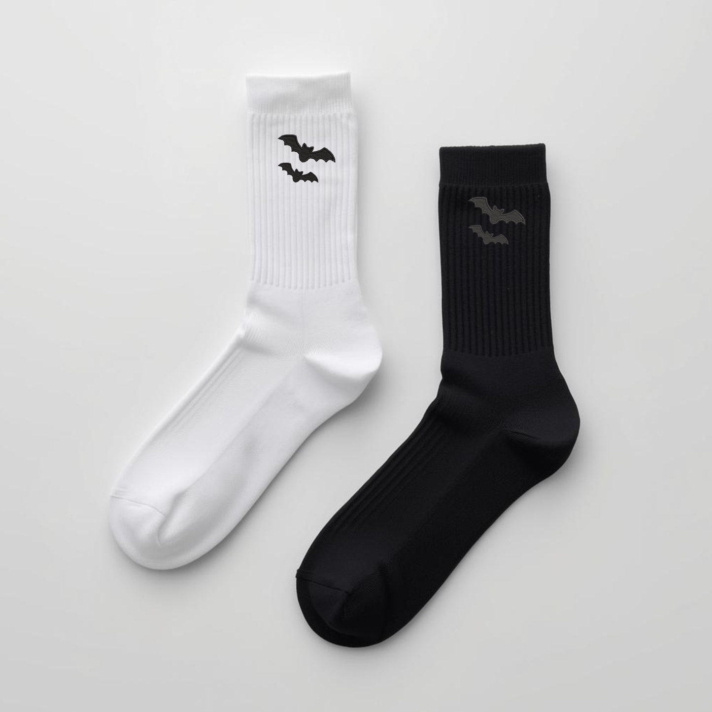 Embroidered Spooky Bat Crew Socks