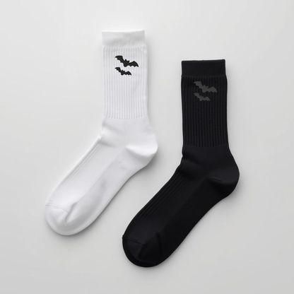 Embroidered Spooky Bat Crew Socks