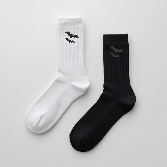 Embroidered Spooky Bat Crew Socks