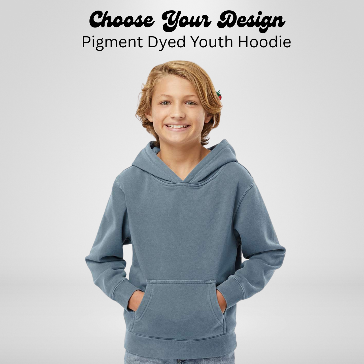 Youth Unisex "Choose Your Design" Embroidered Hoodie: Pigment-Dyed Pullover