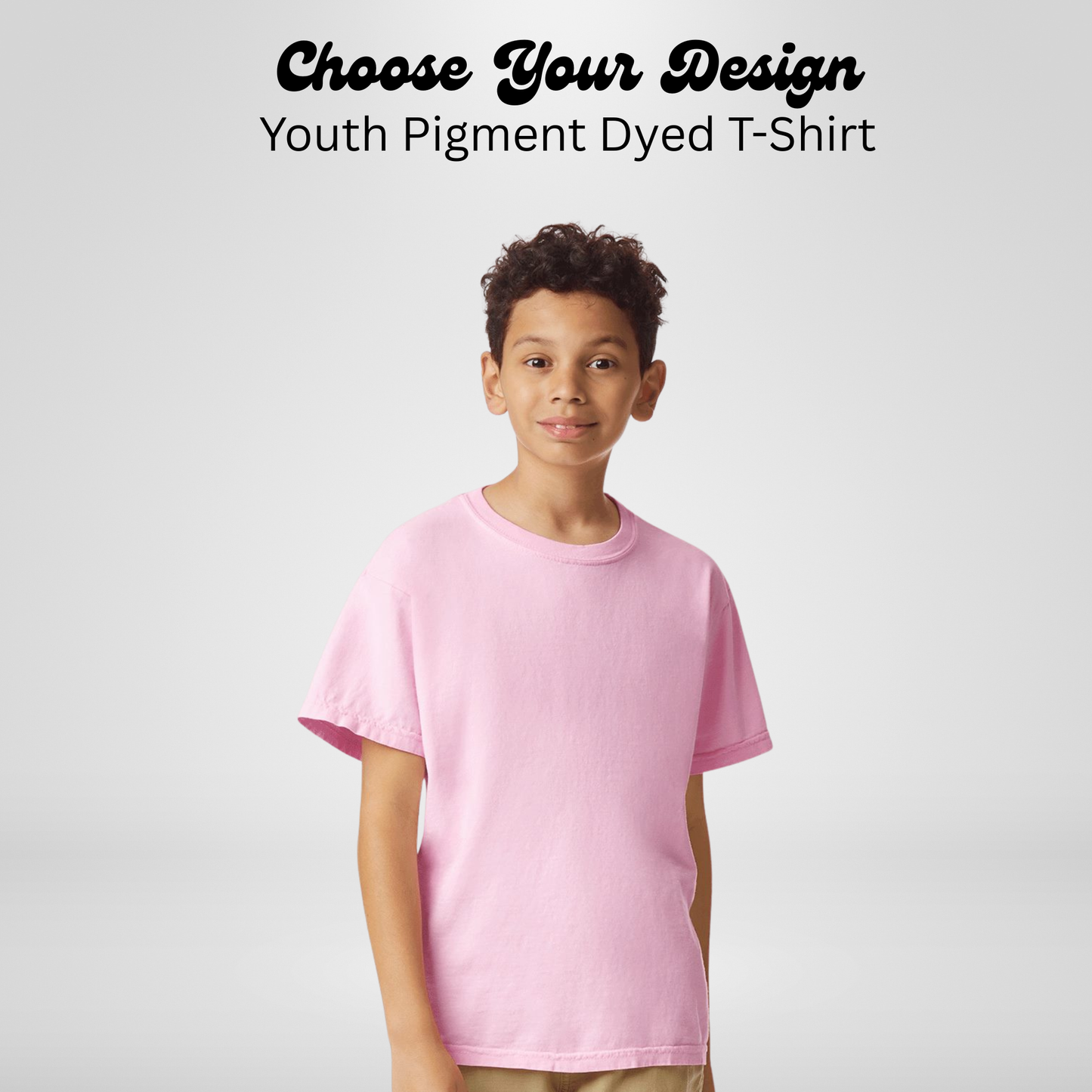 Youth Unisex "Choose Your Design" Embroidered T-Shirt: Personalized Pigment-Dyed Tee