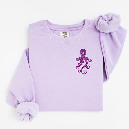 Embroidered Octopus Mandala Sweatshirt: Garment-Dyed Cotton