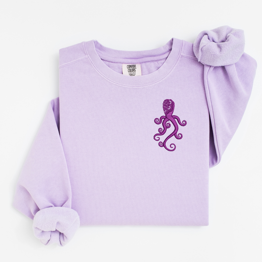 Embroidered Octopus Mandala Sweatshirt: Garment-Dyed Cotton