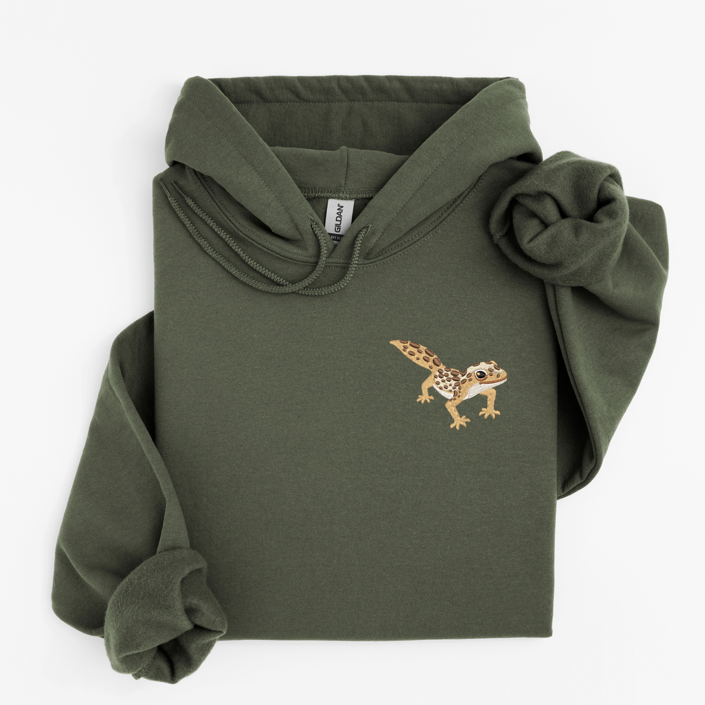 Embroidered Leopard Gecko Hoodie: Reptile Lover Pullover Lizard Sweatshirt