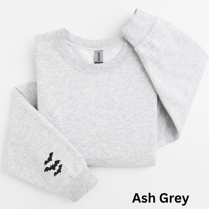 Embroidered Minimalist Bat Sleeve Hoodie: Trendy Halloween Pullover