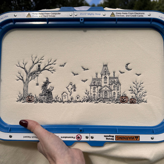 ORIGINAL Halloween Manor Line Art Embroidery File: Machine Embroidery Instant Download