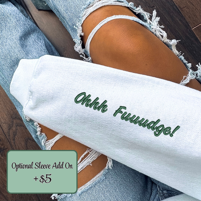 Embroidered Christmas Story Pigment Dyed Crewneck Sweatshirt: A Christmas Story Ralphie in Pink Bunny Costume