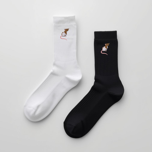 Embroidered Fancy Rat Crew Socks