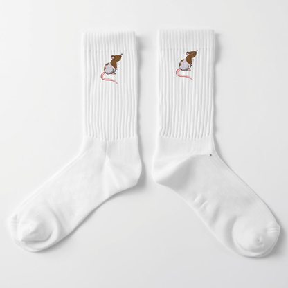 Embroidered Fancy Rat Crew Socks