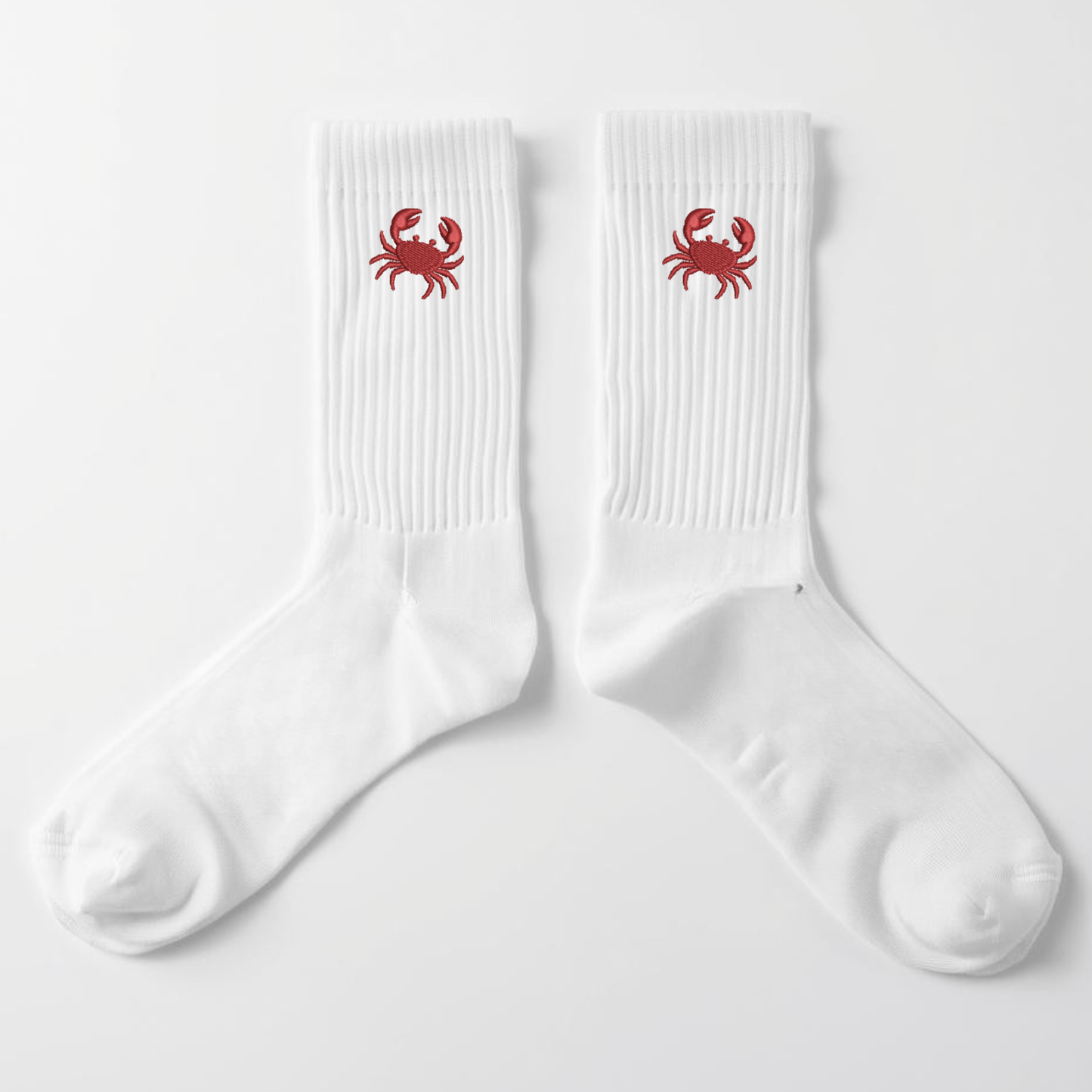Embroidered Red Crab Crew Socks