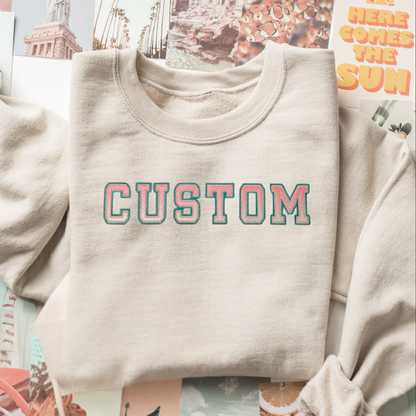 Custom Embroidered Ombré Text Sweatshirt: Varsity Letter Crewneck